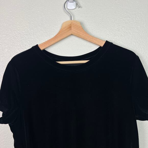 Abercrombie & Fitch Women's Size Small Black Velvet Short Sleeve Stretch Top - Picture 2 of 6